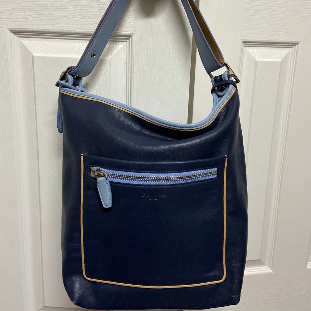 Blue Leather Coach Handbag